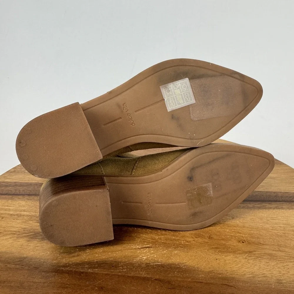 Womens Dolce Vita Avela Brown Leather Casual‎ Heeled Ankle Booties Size 5 M GUC